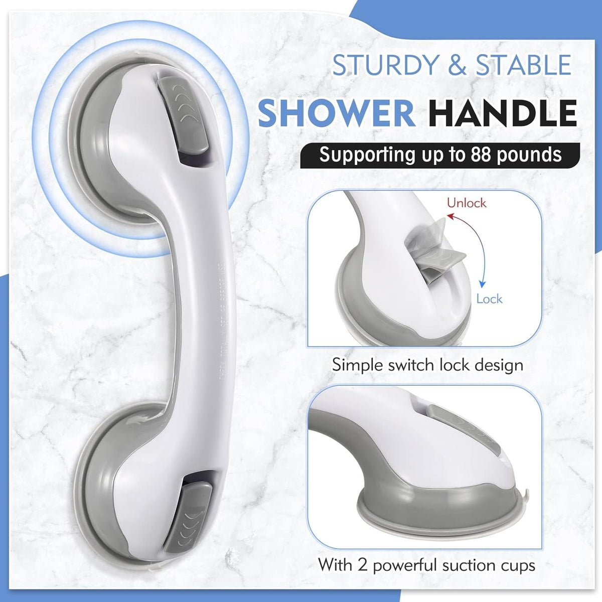 Secure Bathroom Grab Bar Non‑Slip Suction Safety Handle