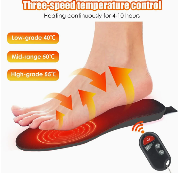 Rechargeable Heated Insoles Remote-Controlled Warming Inserts for Shoes