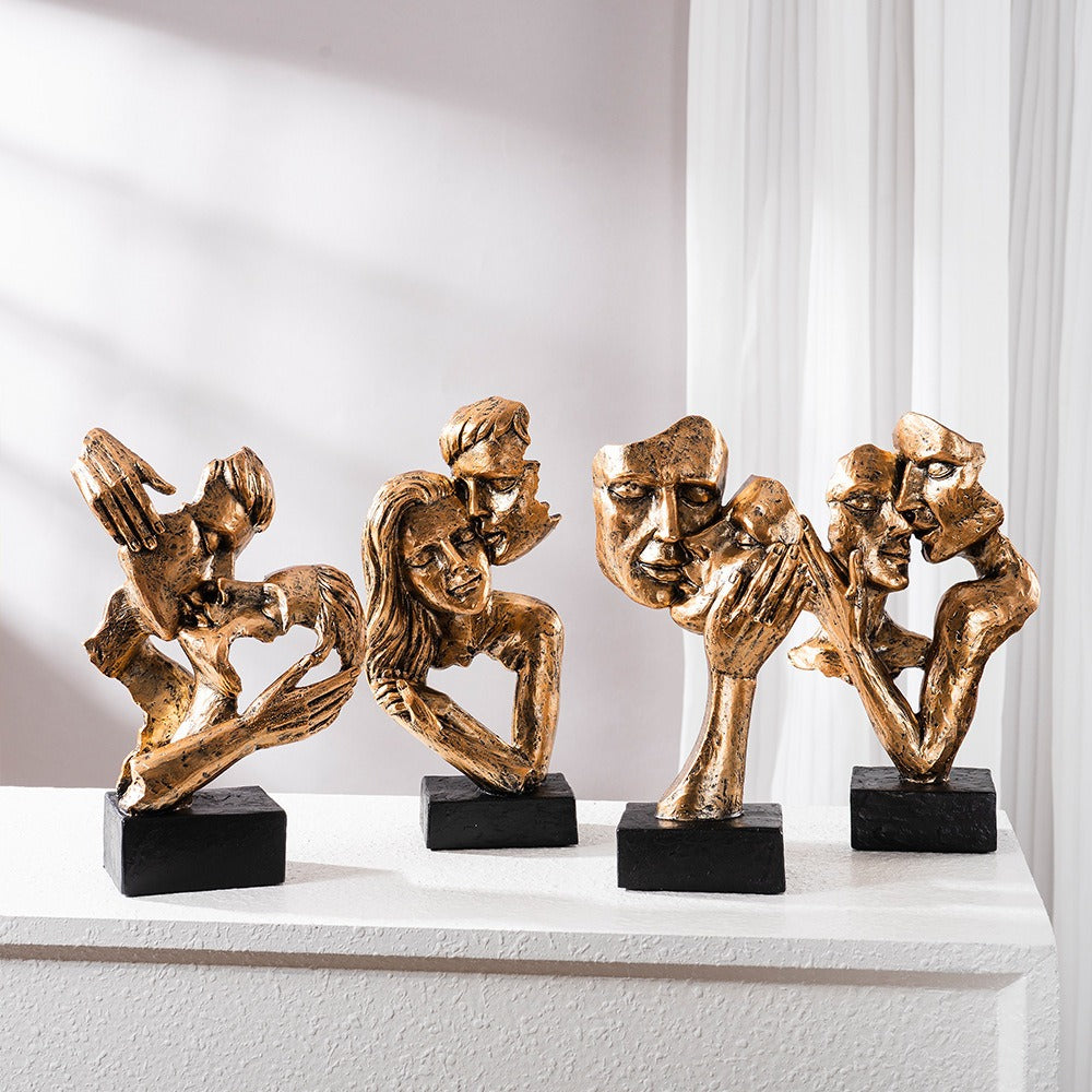 Abstract Art Sculpture Contemporary Couple Statue for Home Display
