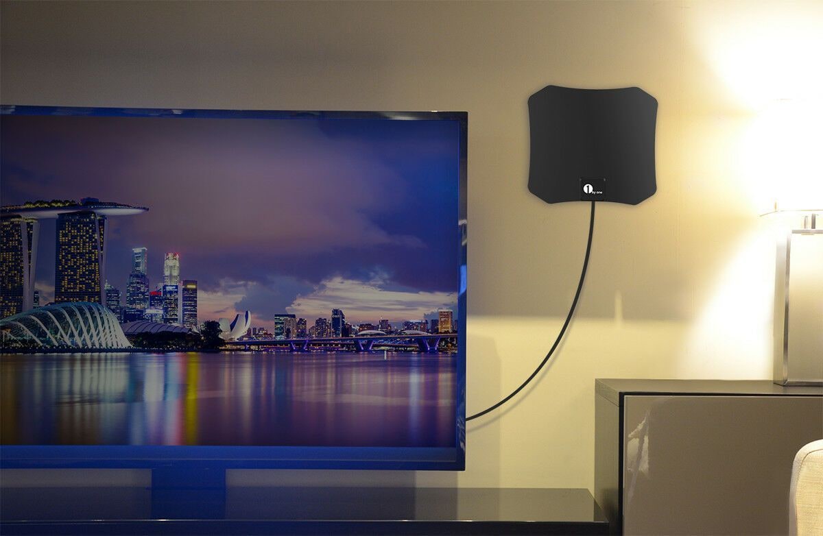 Indoor TV Antenna Digital Hdtv Flat Coaxial Cable Wall Mount Stick