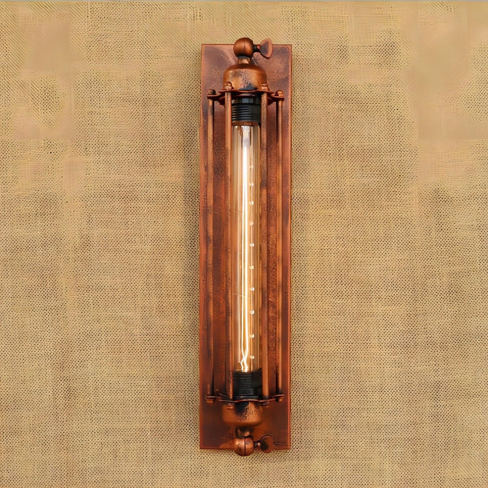 Industrial Wall Sconce with Modern LED Lighting and Vintage Metal Cage Design Wireless