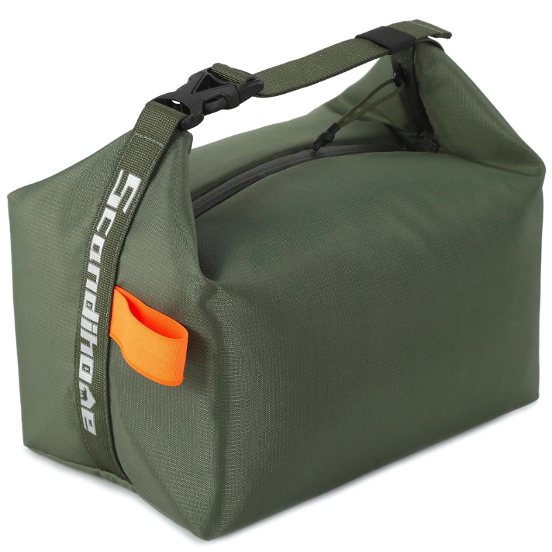 Insulated Roll-Top Lunch Bag with Zipper and Adjustable Carry Handle