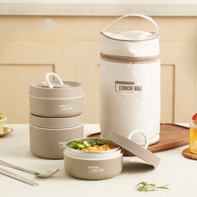 Insulated Stainless Steel Bento Box Stackable Lunch Container with Thermal Storage