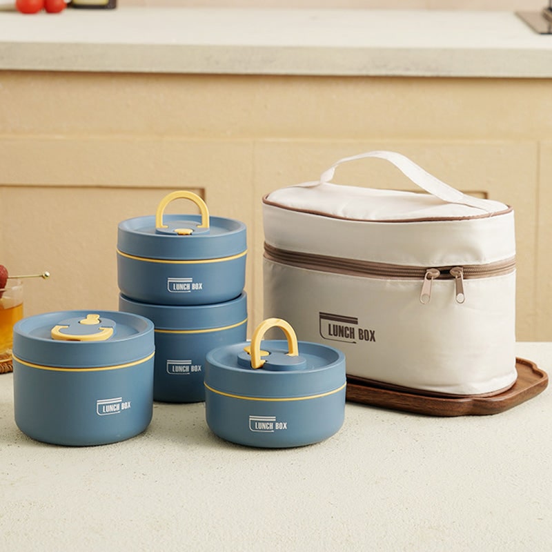 Insulated Stainless Steel Bento Box Stackable Lunch Container with Thermal Storage