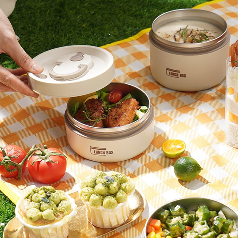 Insulated Stainless Steel Bento Box Stackable Lunch Container with Thermal Storage