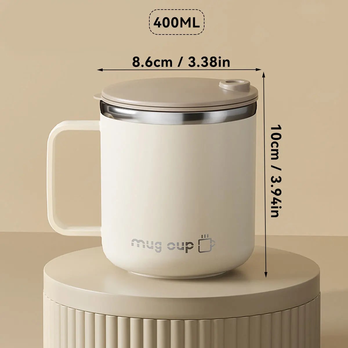 Insulated Stainless Steel Coffee Mug with Lid Handle and Double Walled Design for Travel
