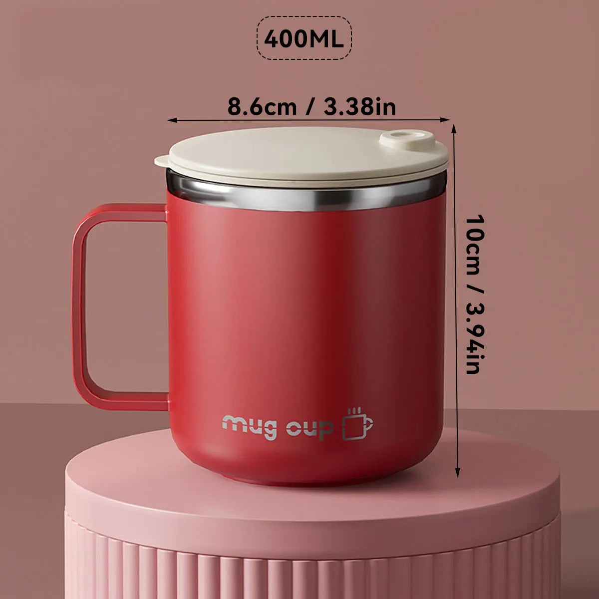 Insulated Stainless Steel Coffee Mug with Lid Handle and Double Walled Design for Travel