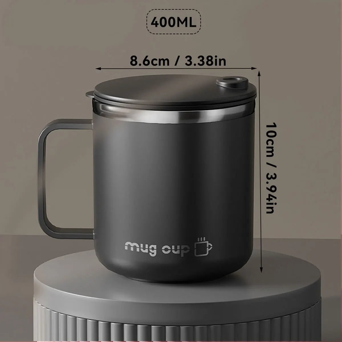 Insulated Stainless Steel Coffee Mug with Lid Handle and Double Walled Design for Travel
