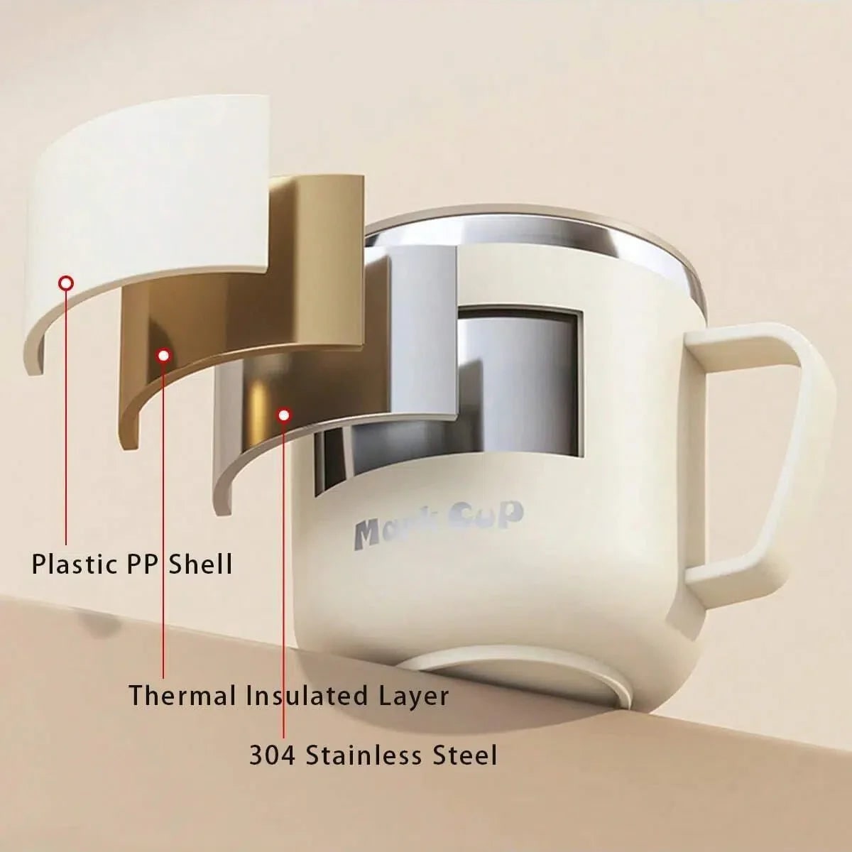 Insulated Stainless Steel Coffee Mug with Lid Handle and Double Walled Design for Travel