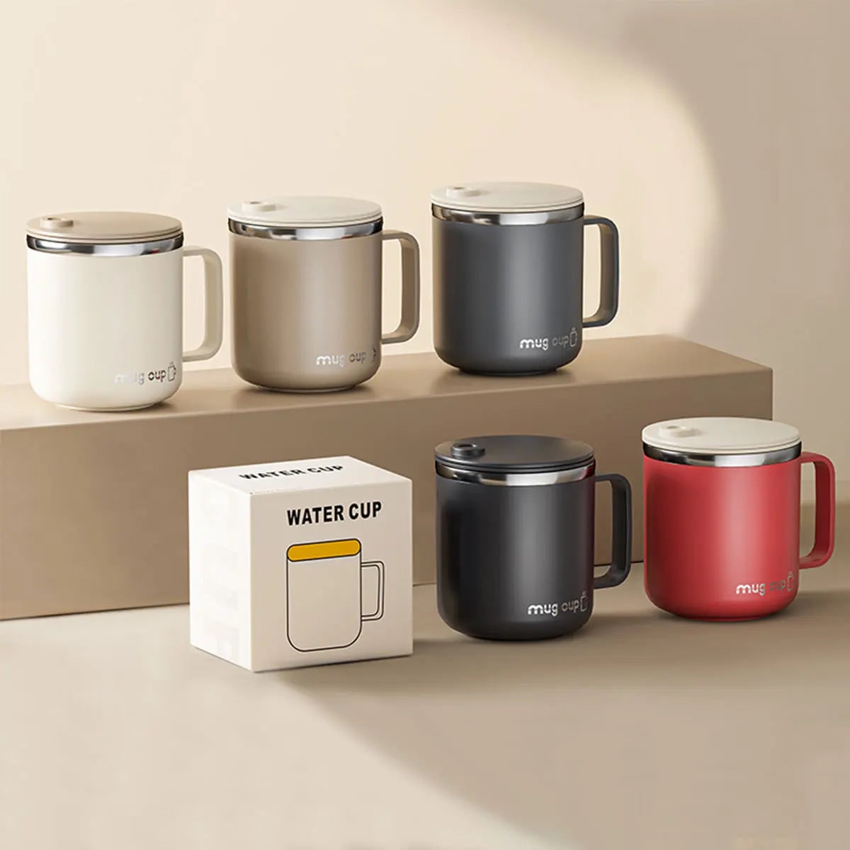 Insulated Stainless Steel Coffee Mug with Lid Handle and Double Walled Design for Travel