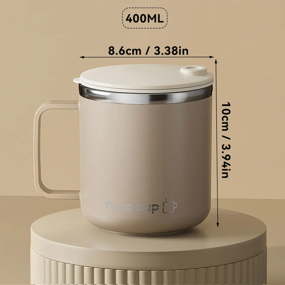 Insulated Stainless Steel Coffee Mug with Lid Handle and Double Walled Design for Travel