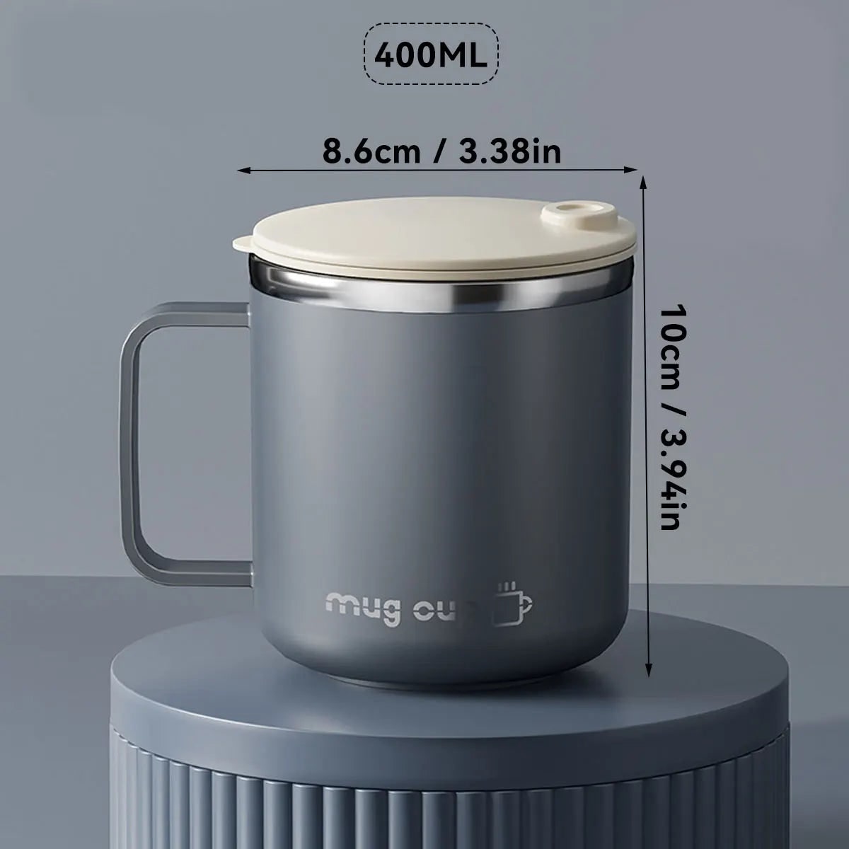 Insulated Stainless Steel Coffee Mug with Lid Handle and Double Walled Design for Travel