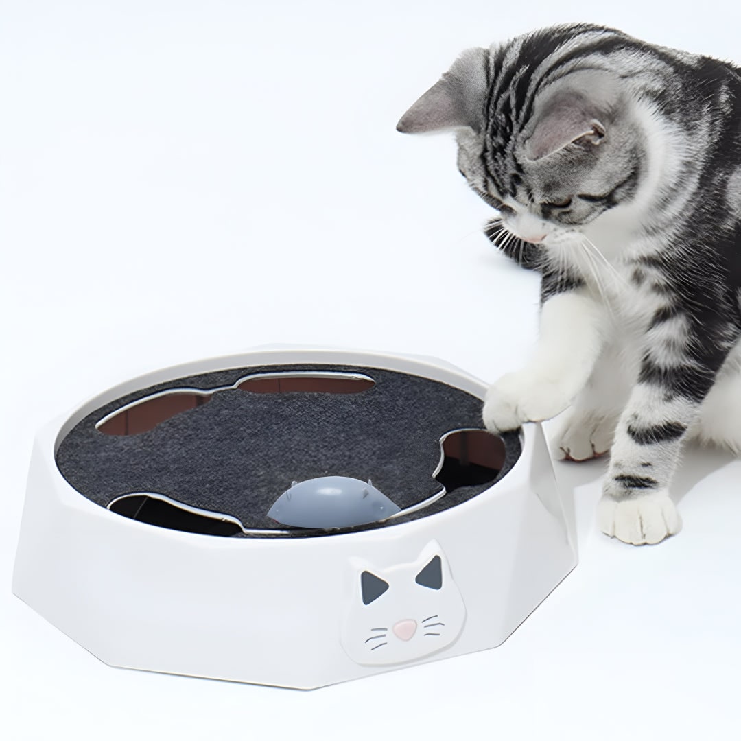 Interactive Cat Toy with Motorized Moving Mouse Scratching Pad and Track 11 Inches Scratcher