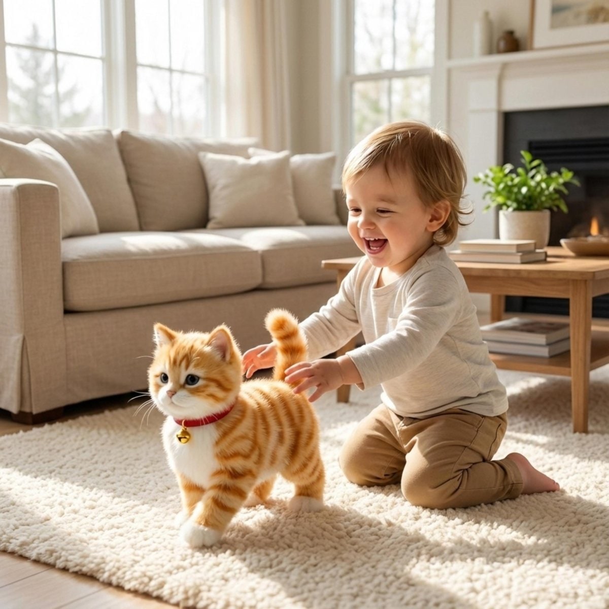 Interactive Cat Toy Robot with Soft Plush Fur Walking and Meowing Electronic Pet Kitten