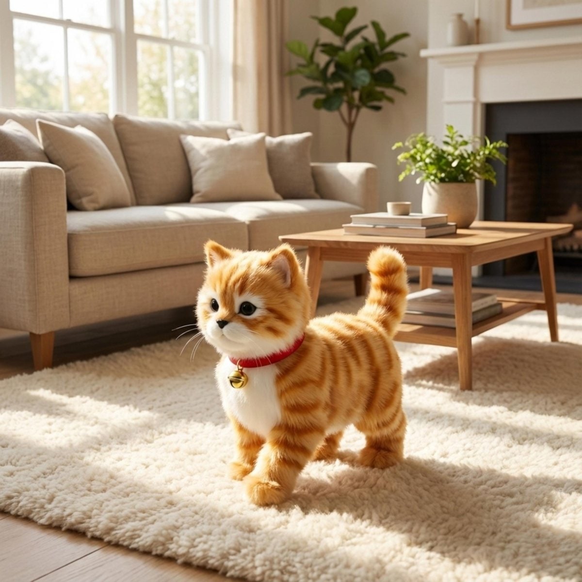 Interactive Cat Toy Robot with Soft Plush Fur Walking and Meowing Electronic Pet Kitten