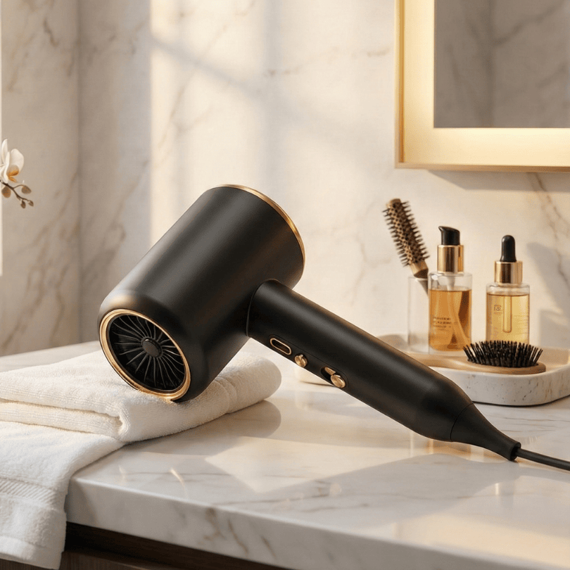 Ionic Professional Hair Dryer with Concentrator Nozzle and Fast Drying Diffuser