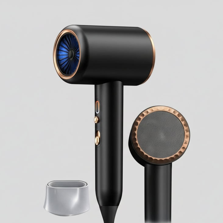 Ionic Professional Hair Dryer with Concentrator Nozzle and Fast Drying Diffuser