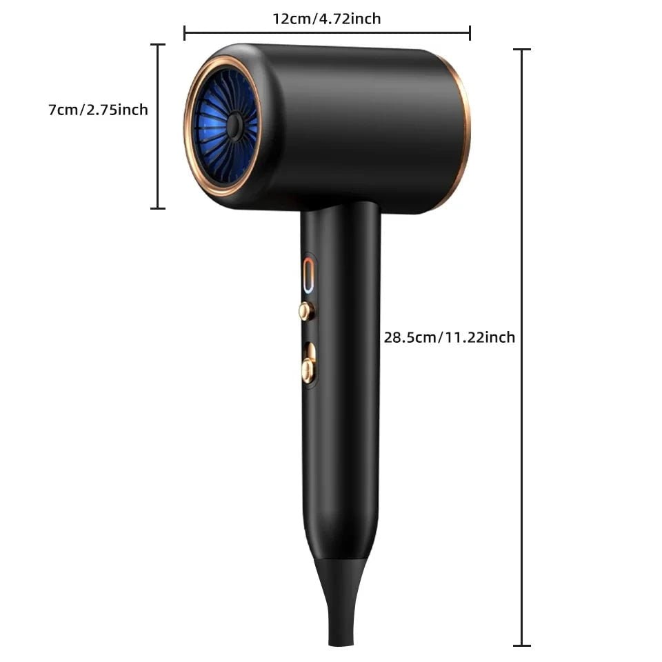 Ionic Professional Hair Dryer with Concentrator Nozzle and Fast Drying Diffuser