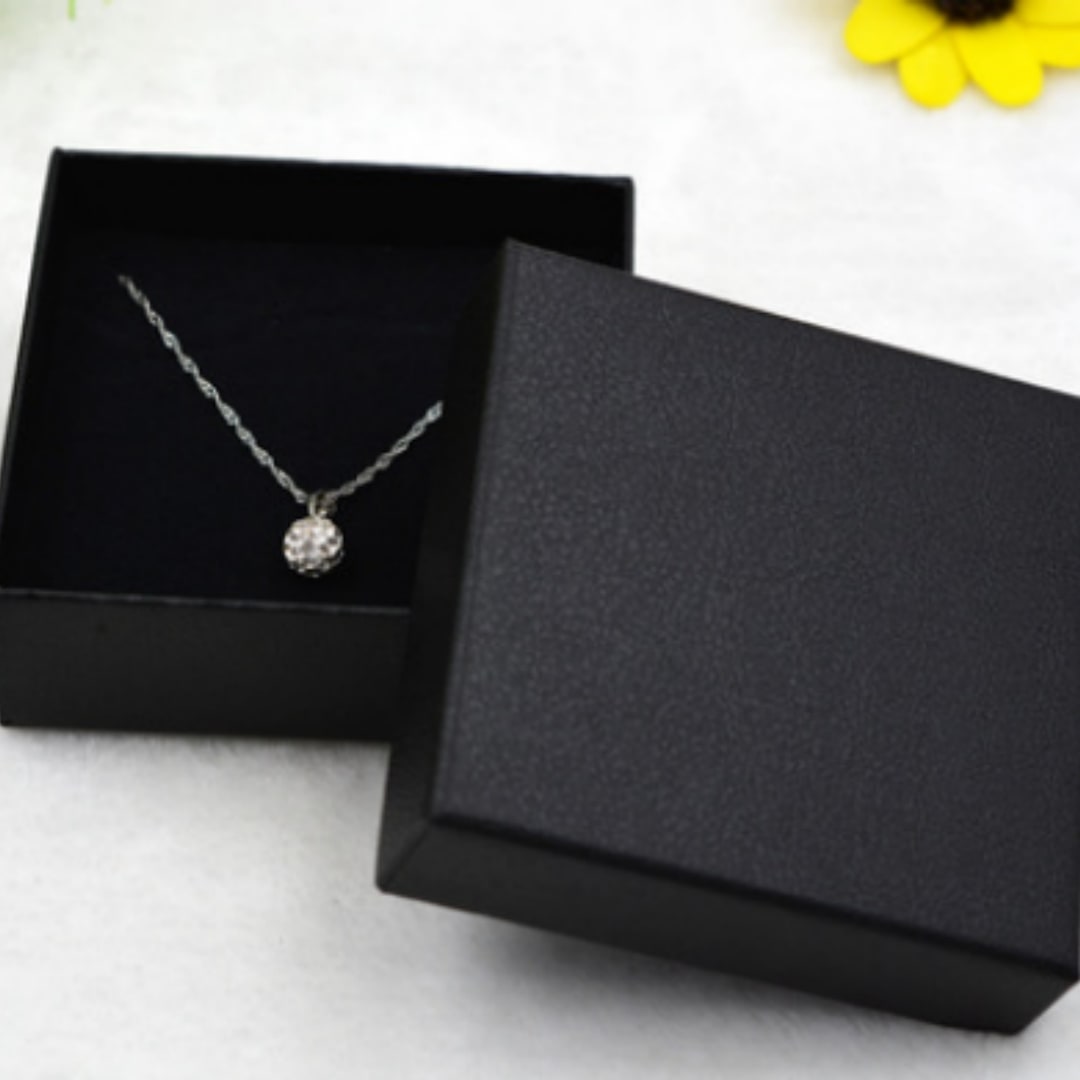 Jewelry Gift Box Organizer with Cardboard Square Design and Foam Insert for Necklace Storage