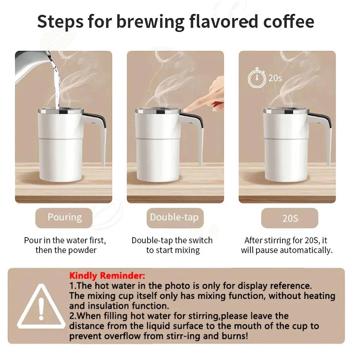 Keep Hot Coffee Self Stirring Travel Mug with Magnetic Mixer and Temperature Display Rechargeable