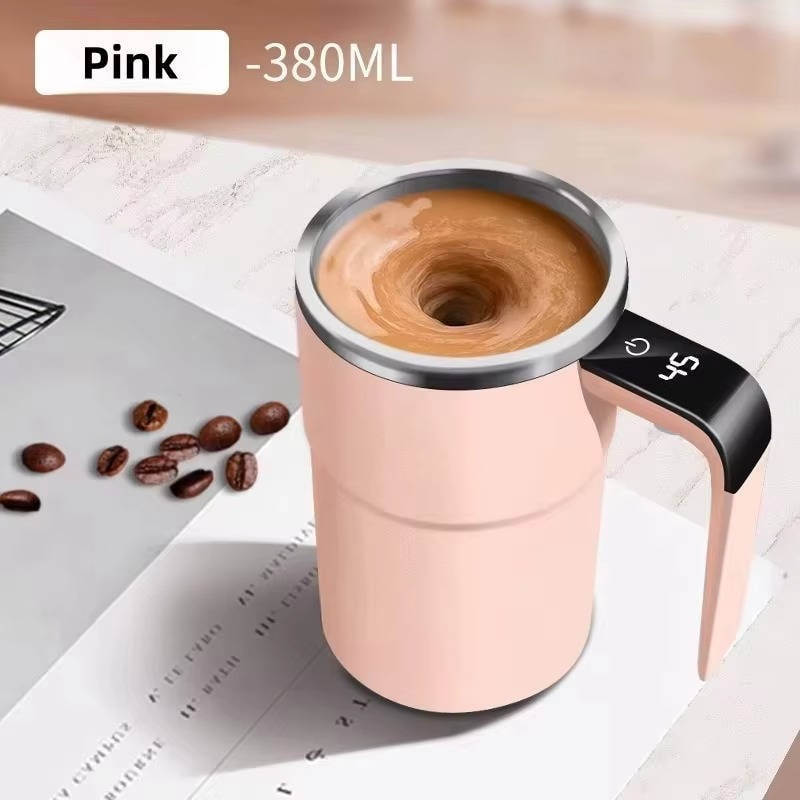 Keep Hot Coffee Self Stirring Travel Mug with Magnetic Mixer and Temperature Display Rechargeable