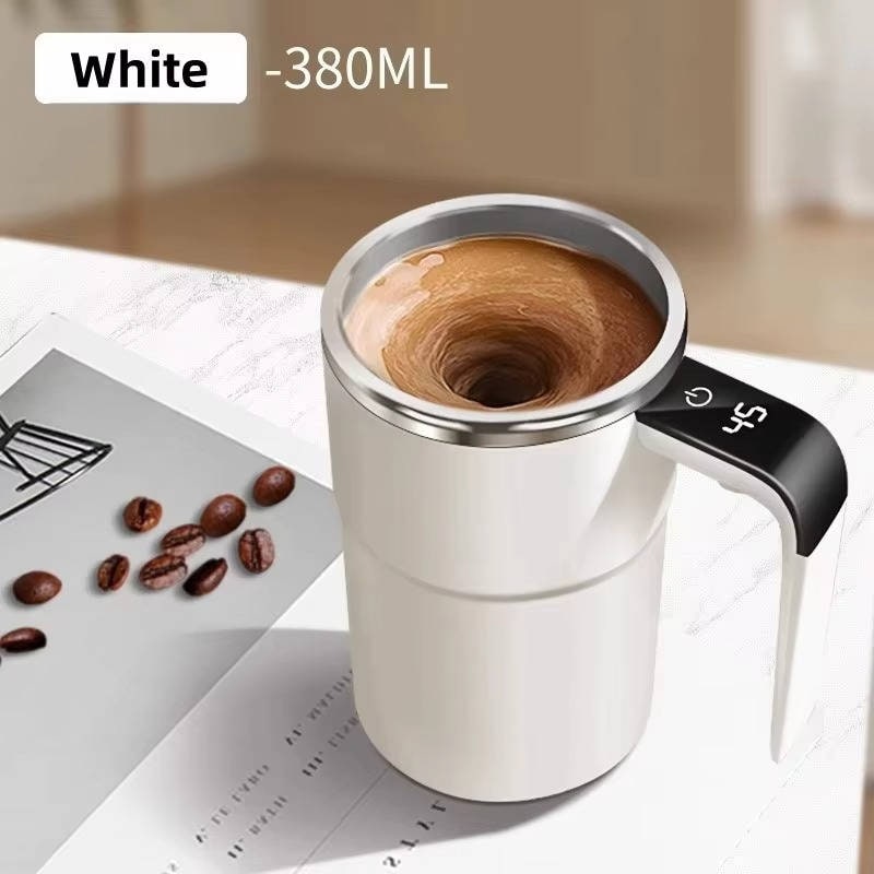 Keep Hot Coffee Self Stirring Travel Mug with Magnetic Mixer and Temperature Display Rechargeable