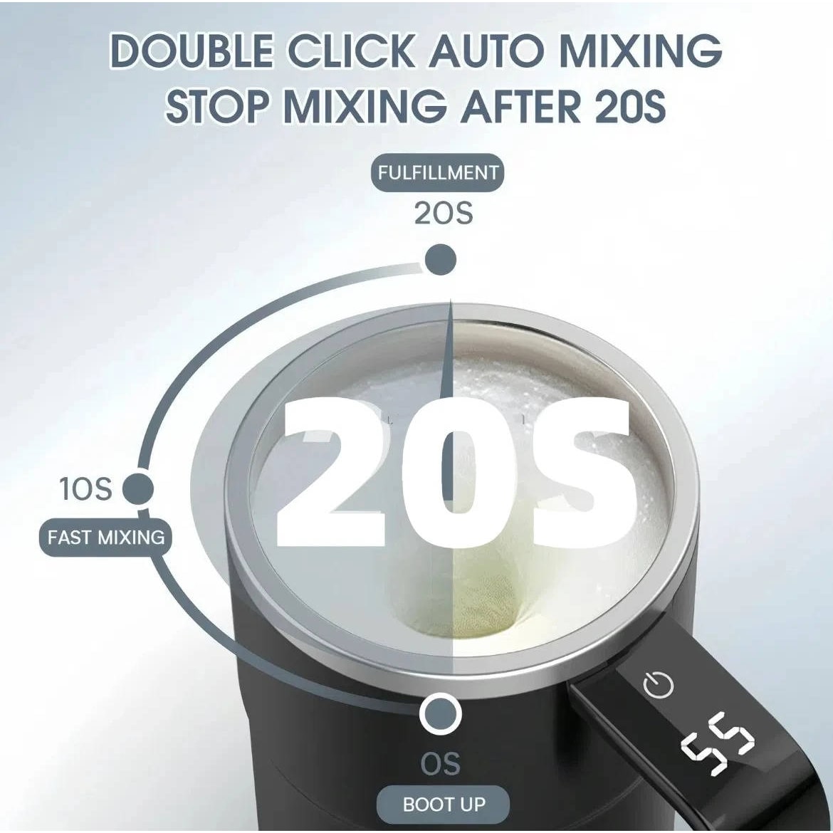Keep Hot Coffee Self Stirring Travel Mug with Magnetic Mixer and Temperature Display Rechargeable