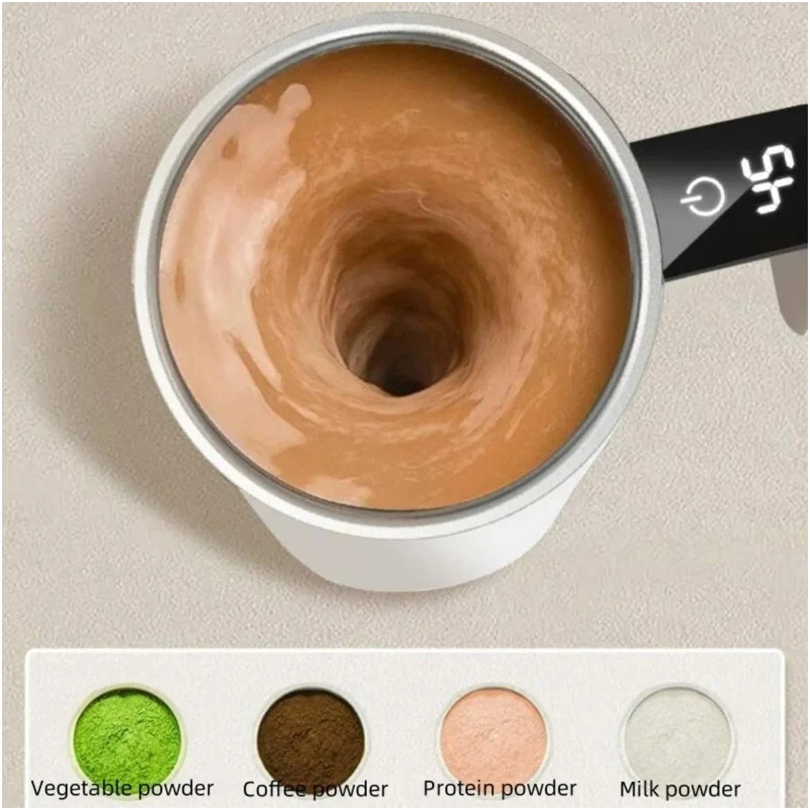 Keep Hot Coffee Self Stirring Travel Mug with Magnetic Mixer and Temperature Display Rechargeable