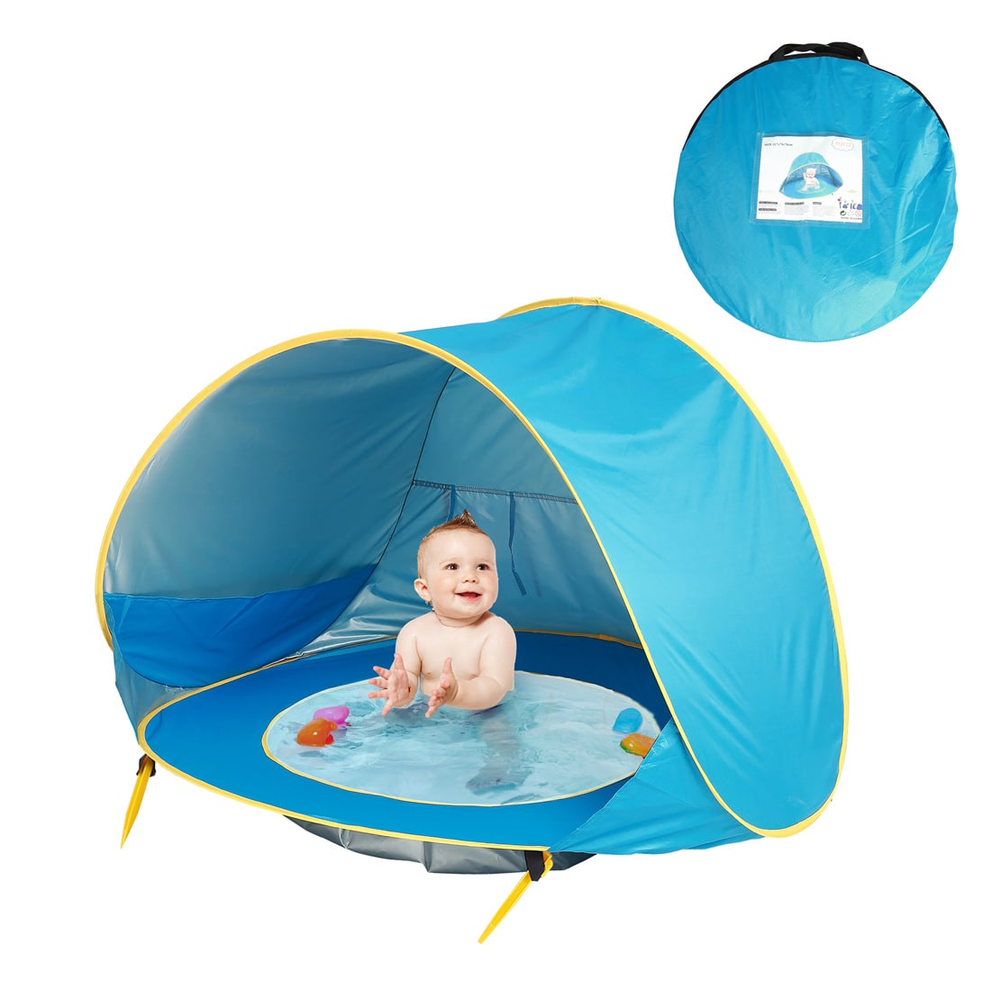Kids' Beach Tent with Pop Up Sun Shade for Waterproof Dome Shelter with Built-In Pool