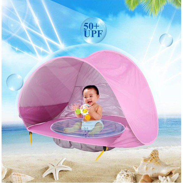 Kids' Beach Tent with Pop Up Sun Shade for Waterproof Dome Shelter with Built-In Pool