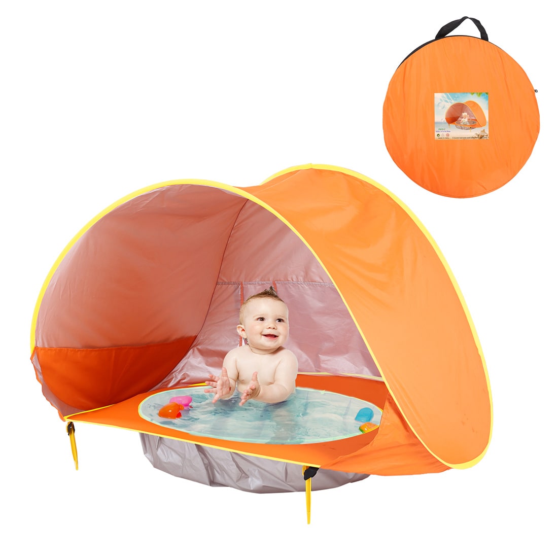 Kids' Beach Tent with Pop Up Sun Shade for Waterproof Dome Shelter with Built-In Pool