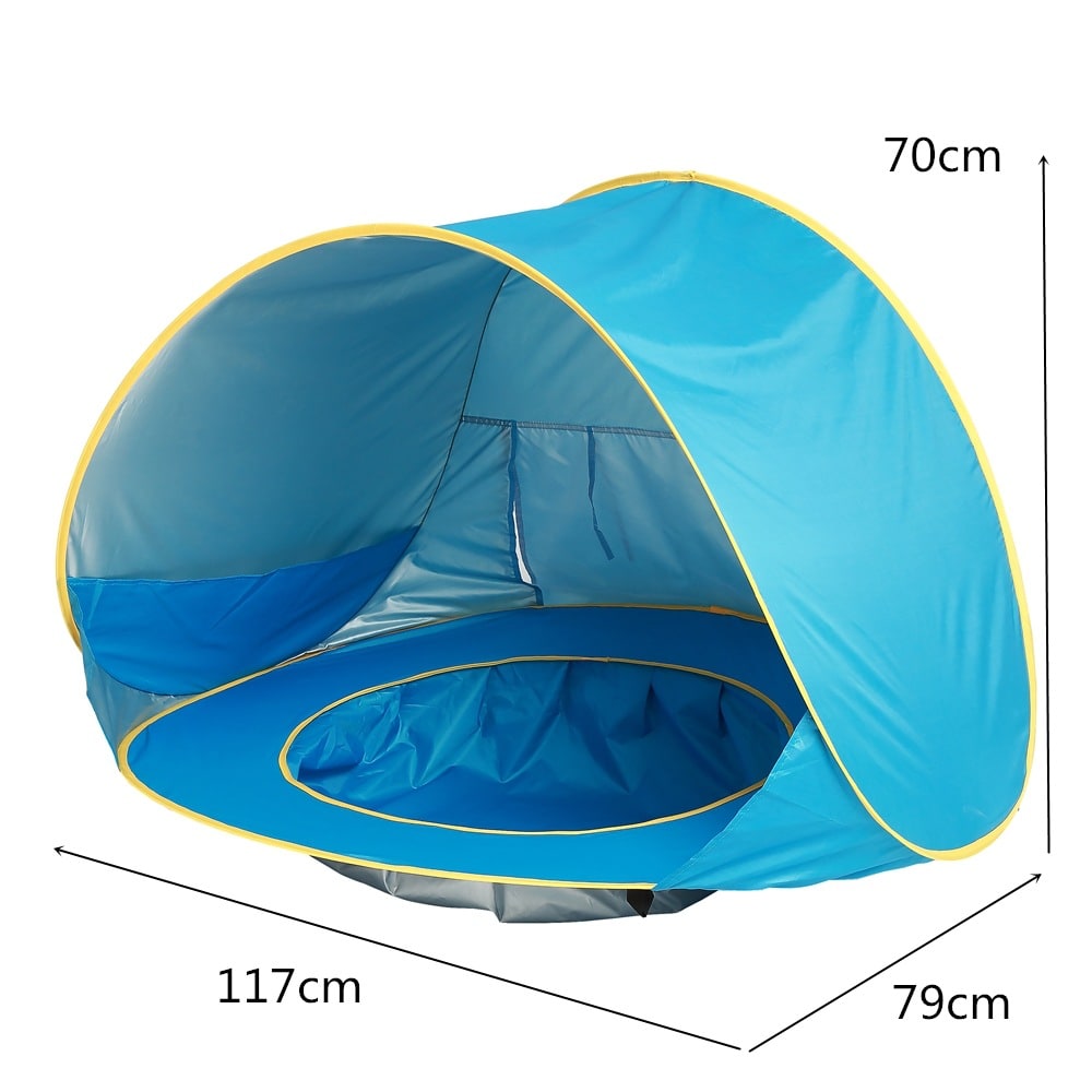 Kids' Beach Tent with Pop Up Sun Shade for Waterproof Dome Shelter with Built-In Pool