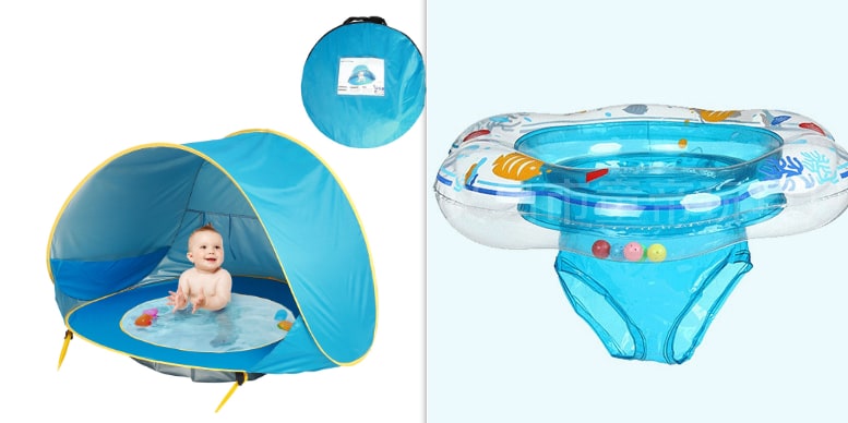 Kids' Beach Tent with Pop Up Sun Shade for Waterproof Dome Shelter with Built-In Pool