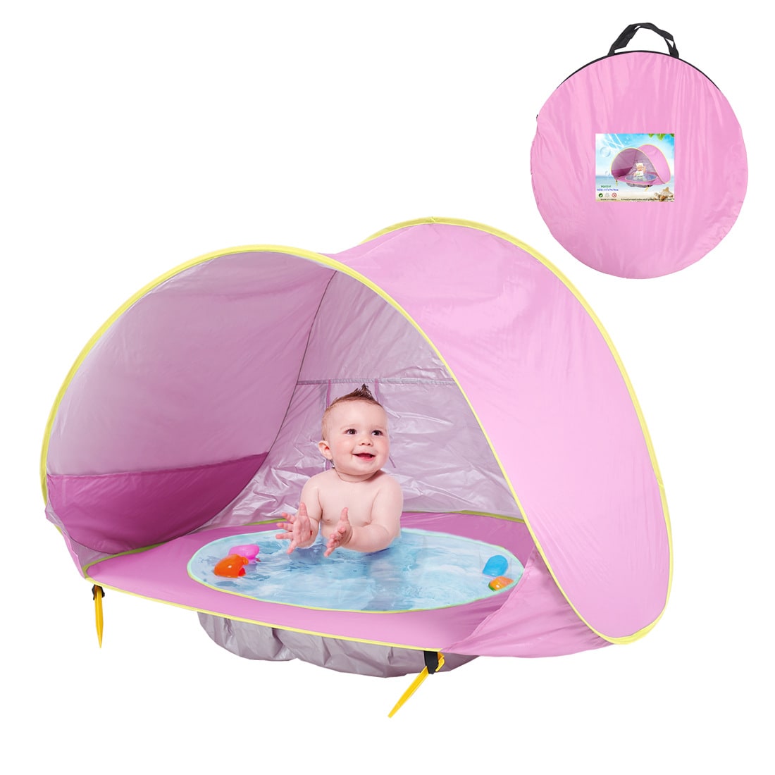 Kids' Beach Tent with Pop Up Sun Shade for Waterproof Dome Shelter with Built-In Pool