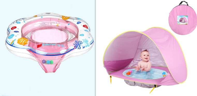 Kids' Beach Tent with Pop Up Sun Shade for Waterproof Dome Shelter with Built-In Pool