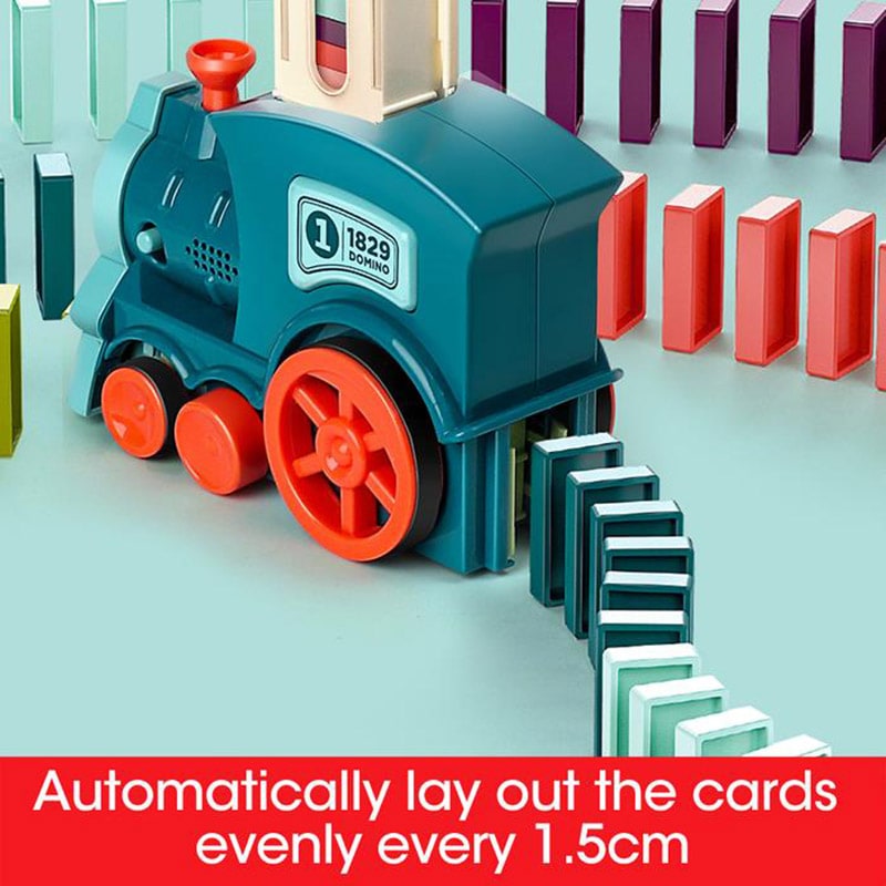 Kids' Domino Train Toy Game with Automatic Dispenser Electric Steam Locomotive Mexican Dominoes Set