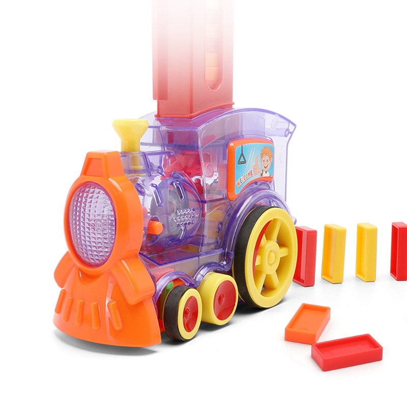 Kids' Domino Train Toy Game with Automatic Dispenser Electric Steam Locomotive Mexican Dominoes Set