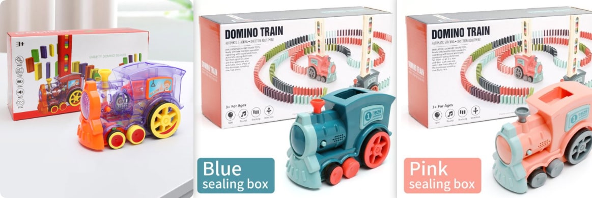 Kids' Domino Train Toy Game with Automatic Dispenser Electric Steam Locomotive Mexican Dominoes Set