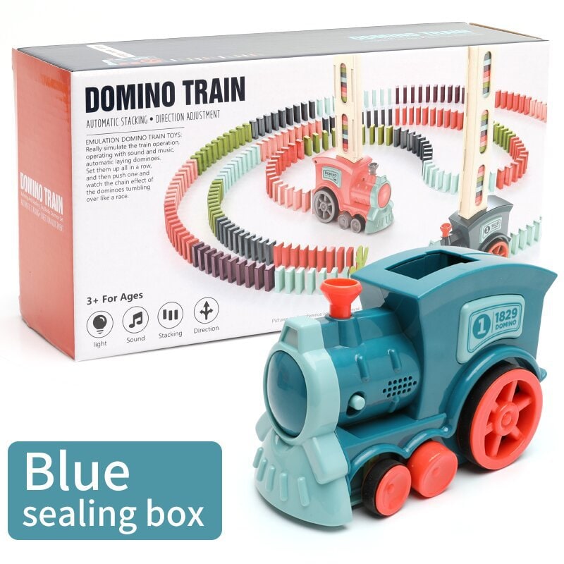 Kids' Domino Train Toy Game with Automatic Dispenser Electric Steam Locomotive Mexican Dominoes Set