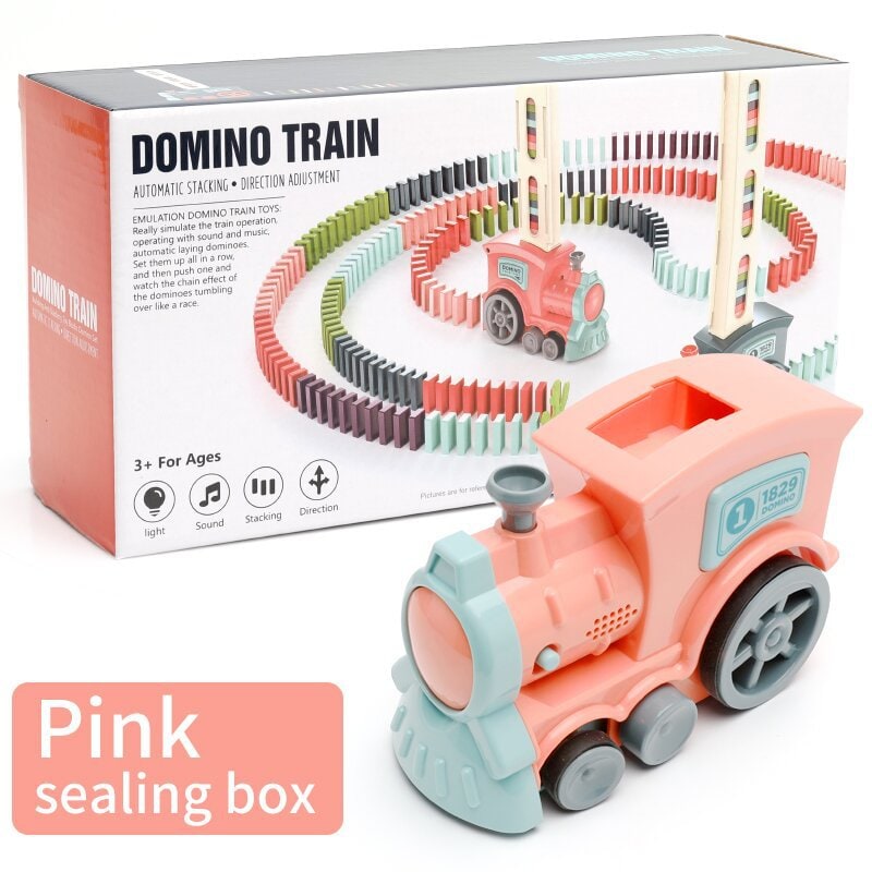Kids' Domino Train Toy Game with Automatic Dispenser Electric Steam Locomotive Mexican Dominoes Set