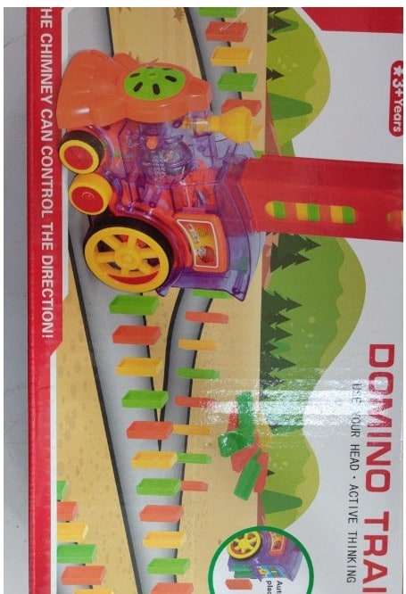 Kids' Domino Train Toy Game with Automatic Dispenser Electric Steam Locomotive Mexican Dominoes Set