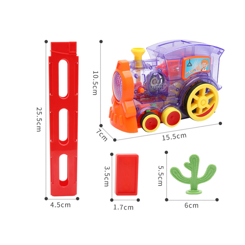 Kids' Domino Train Toy Game with Automatic Dispenser Electric Steam Locomotive Mexican Dominoes Set