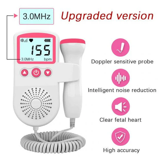 Kids' Fetal Doppler Pregnancy Monitor at Home with Backlit Lcd Display and Handheld Probe