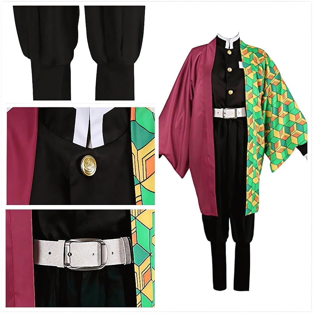 Kids' Halloween Anime Cosplay Costume and Outfit Set with Kimono Haori Jacket and Wide Leg Wraps