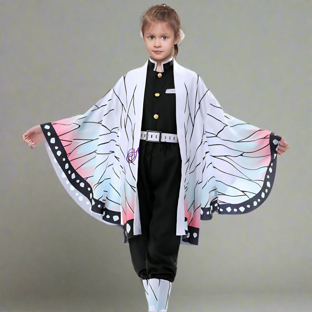 Kids' Halloween Anime Cosplay Costume and Outfit Set with Kimono Haori Jacket and Wide Leg Wraps