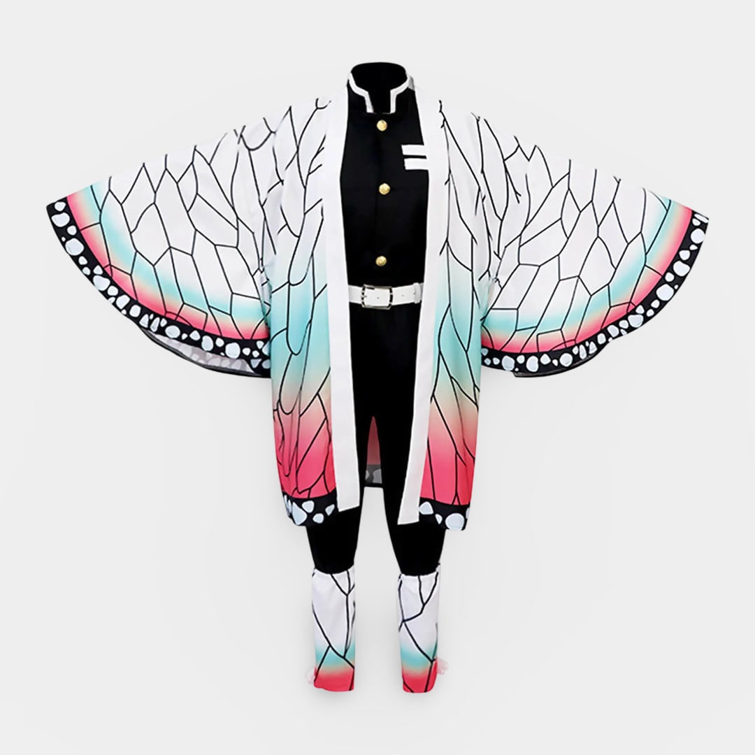 Kids' Halloween Anime Cosplay Costume with Butterfly Kimono Jacket Five-Piece Set