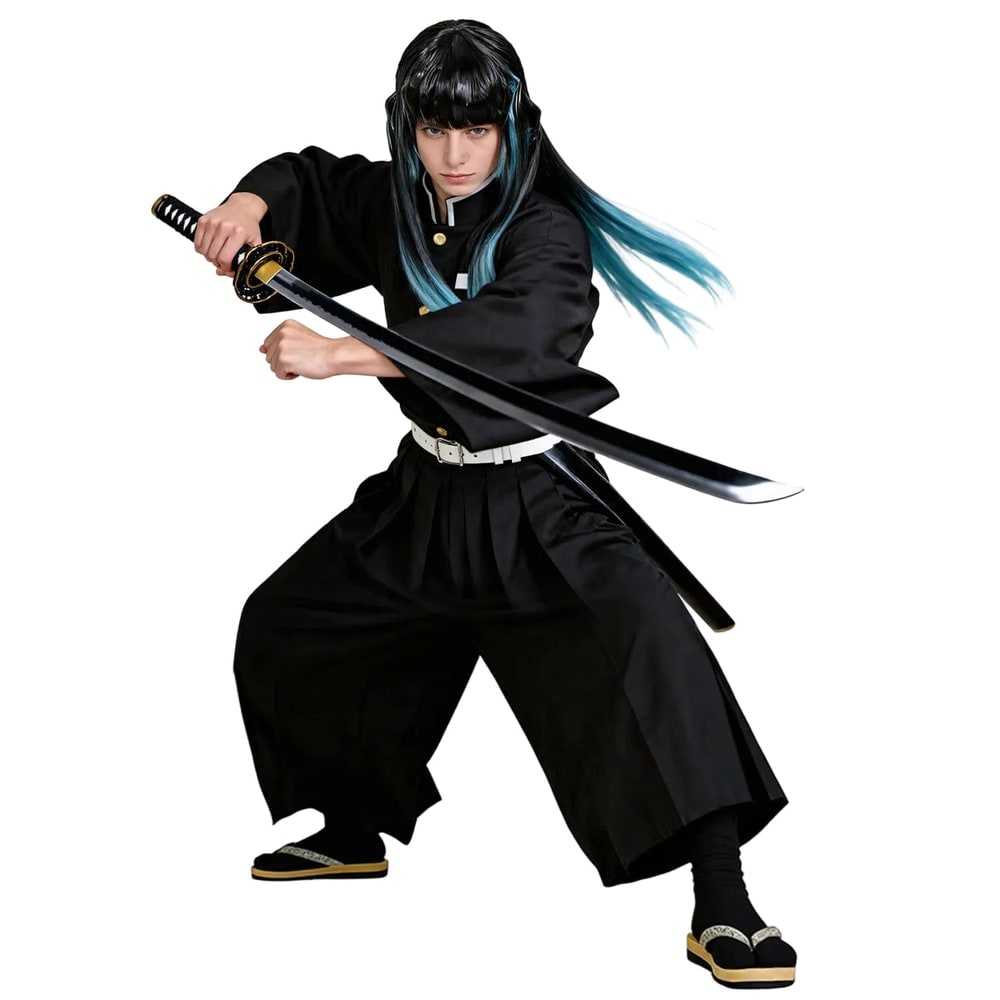 Kids' Halloween Anime Cosplay Costume with High Collar Jacket Wide-Leg Pants and Gold Buttons