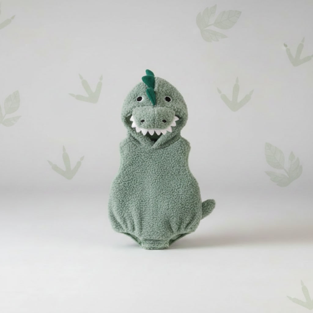 Kids' Halloween Baby Dinosaur Costume Hooded Romper with Spikes and Tail for Toddler T-Rex