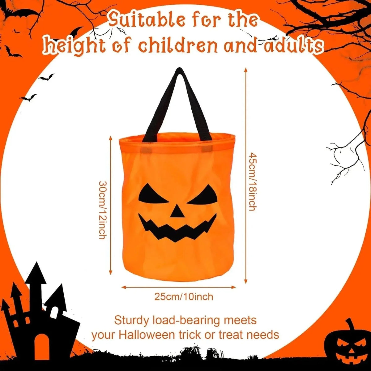 Kids' Halloween Candy Bucket and Bag with LED Light-Up Jack-O'-Lantern Pumpkin Pail for Trick or Treat