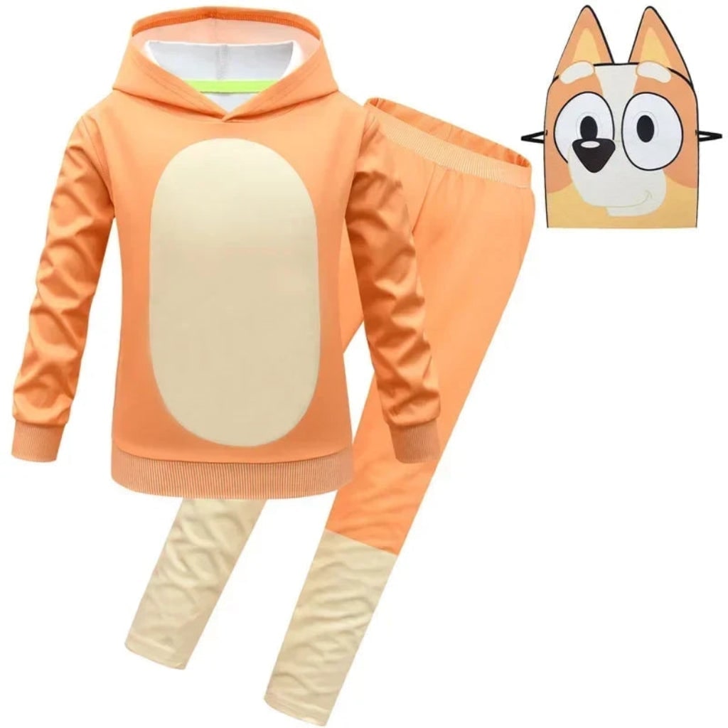 Kids' Halloween Character Costume with Mask Hoodie and Pants Set for Dress Up Party